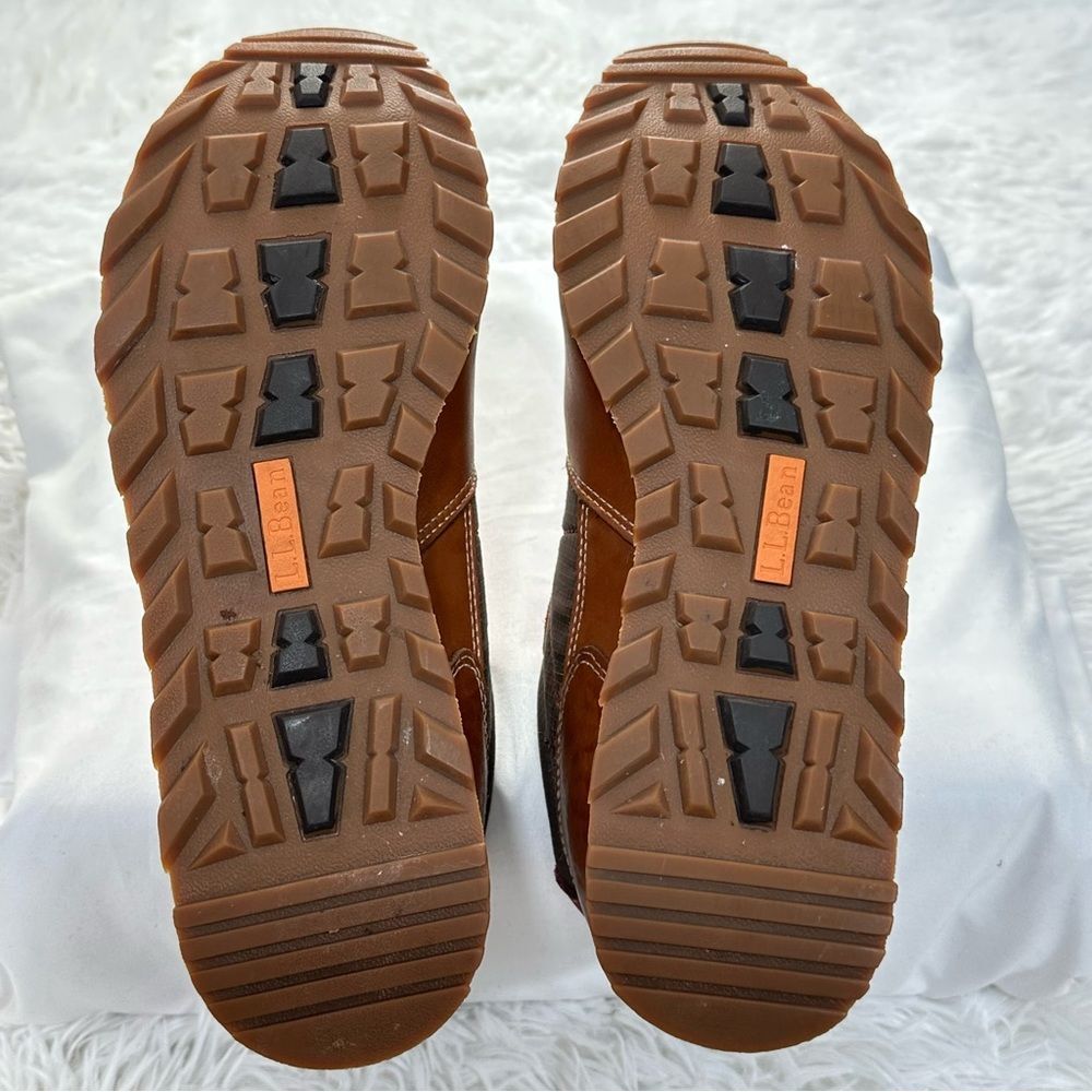 L.L. Bean Mens 8 Brown Leather & Nylon Trail Sneakers Hiking Outdoor Comfy Shoes - Picture 9 of 14